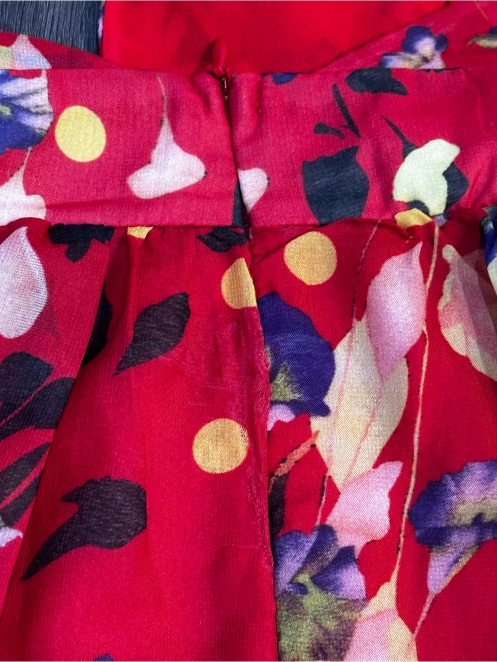 Red Floral Maxi Dress Open Back Crisscross Strappy Boho Cottagecore Medium - Picture 9 of 9